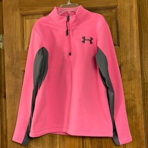 Under armour women’s 1/4 zip, size M, pink and gray